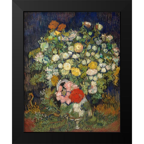 Bouquet of Flowers in a Vase Black Modern Wood Framed Art Print by Van Gogh, Vincent