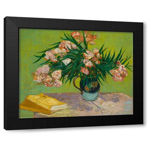 Oleanders Black Modern Wood Framed Art Print with Double Matting by Van Gogh, Vincent