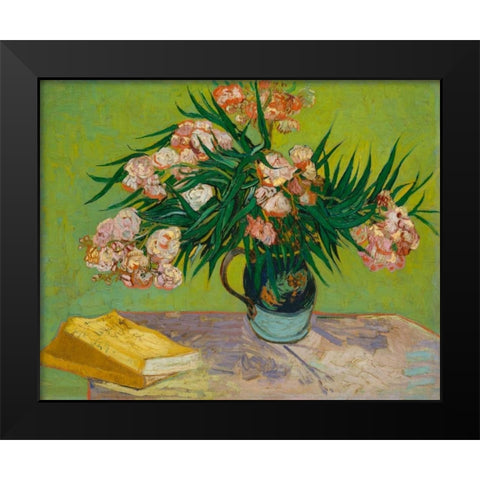 Oleanders Black Modern Wood Framed Art Print by Van Gogh, Vincent