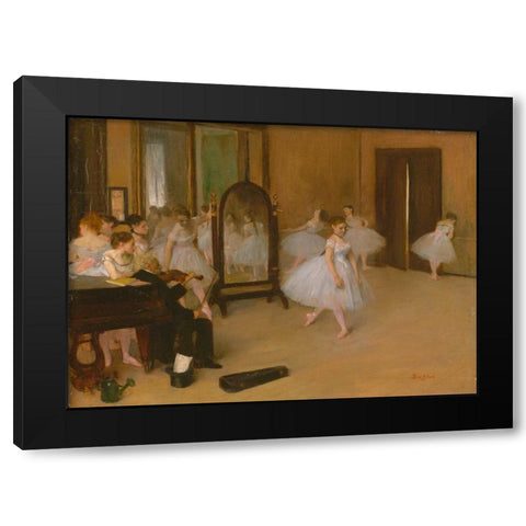 The Dancing Class Black Modern Wood Framed Art Print with Double Matting by Degas, Edgar
