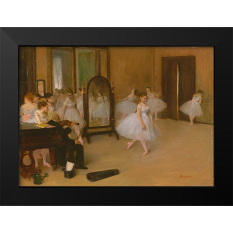 The Dancing Class Black Modern Wood Framed Art Print by Degas, Edgar