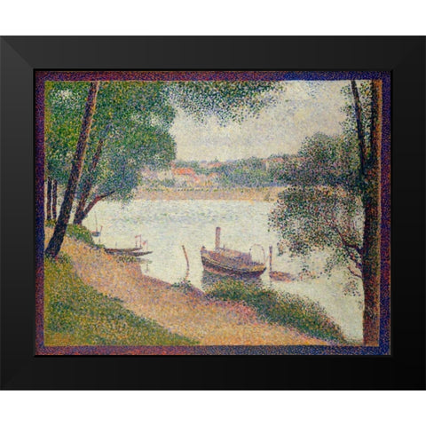Gray Weather, Grande Jatte Black Modern Wood Framed Art Print by Seurat, Georges