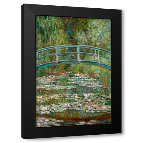 Bridge over a Pond of Water Lilies Black Modern Wood Framed Art Print with Double Matting by Monet, Claude