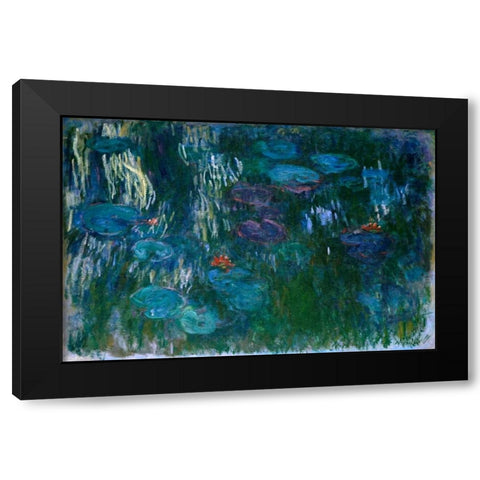 Water Lilies II Black Modern Wood Framed Art Print with Double Matting by Monet, Claude