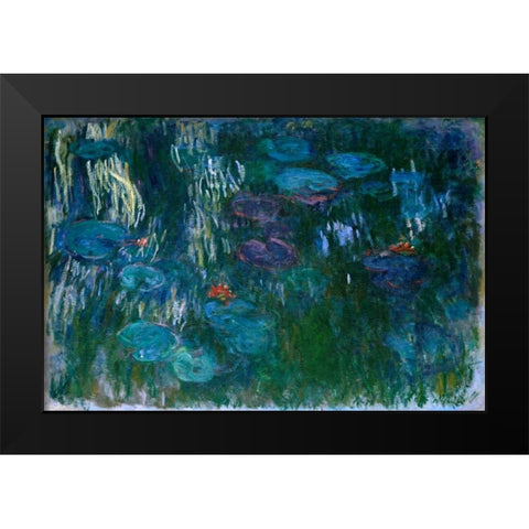 Water Lilies II Black Modern Wood Framed Art Print by Monet, Claude