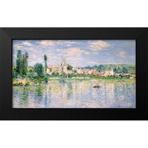 Vetheuil in Summer Black Modern Wood Framed Art Print by Monet, Claude