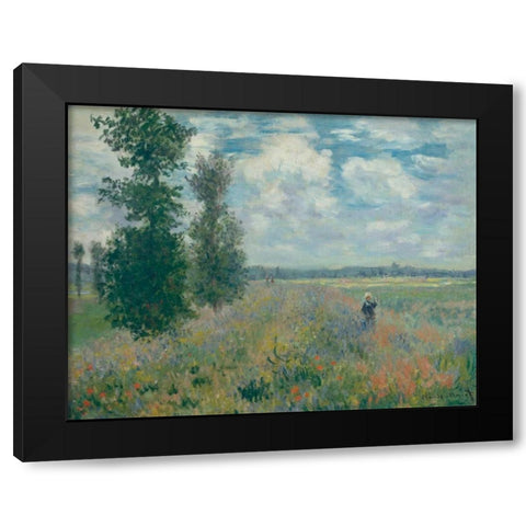 Poppy Fields near Argenteuil Black Modern Wood Framed Art Print with Double Matting by Monet, Claude