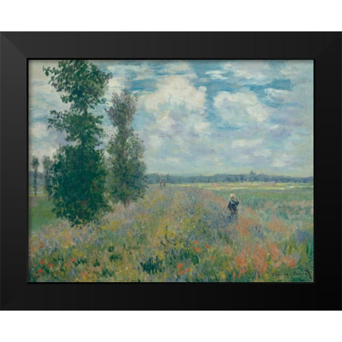 Poppy Fields near Argenteuil Black Modern Wood Framed Art Print by Monet, Claude
