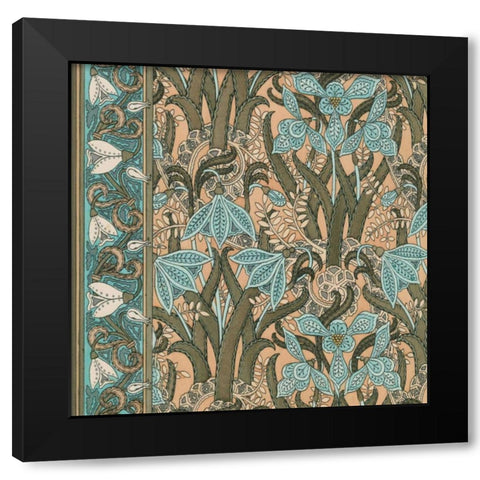 Nouveau Textile Motif I Black Modern Wood Framed Art Print by Vision Studio