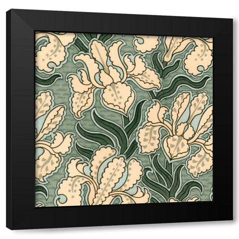 Nouveau Textile Motif II Black Modern Wood Framed Art Print with Double Matting by Vision Studio
