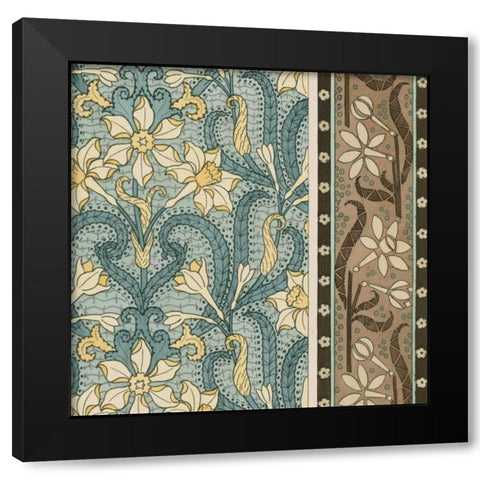 Nouveau Textile Motif III Black Modern Wood Framed Art Print by Vision Studio