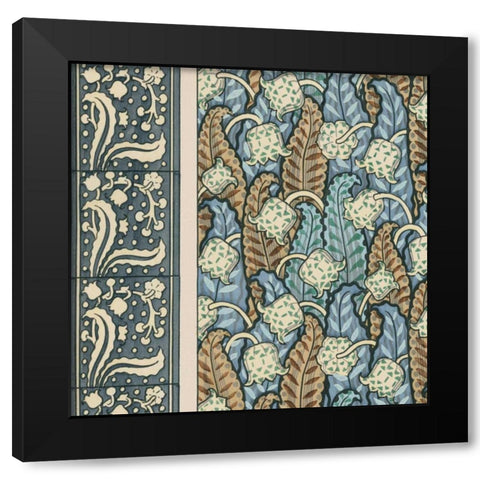 Nouveau Textile Motif IV Black Modern Wood Framed Art Print with Double Matting by Vision Studio