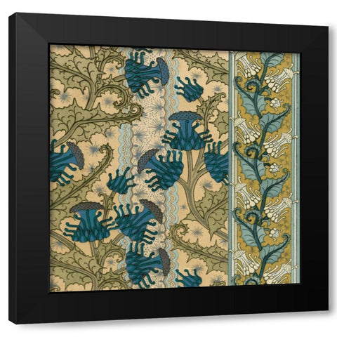 Nouveau Textile Motif VI Black Modern Wood Framed Art Print by Vision Studio
