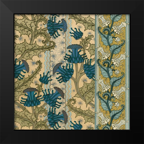 Nouveau Textile Motif VI Black Modern Wood Framed Art Print by Vision Studio