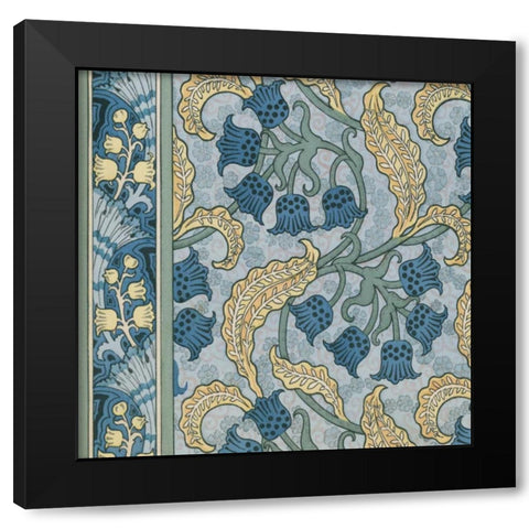Nouveau Textile Motif VIII Black Modern Wood Framed Art Print by Vision Studio