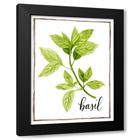 Watercolor Herbs I Black Modern Wood Framed Art Print with Double Matting by Popp, Grace