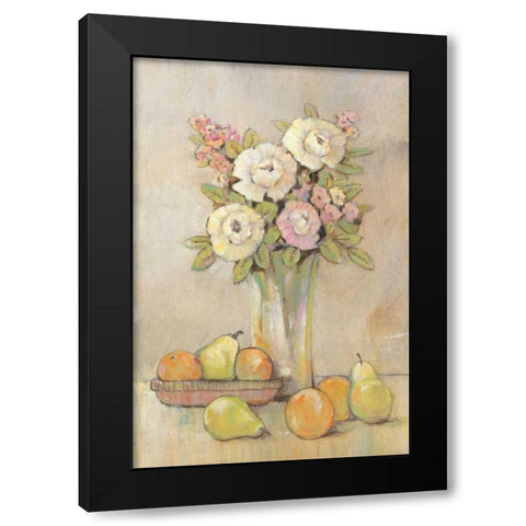 Still Life Study Flowers and Fruit I Black Modern Wood Framed Art Print by OToole, Tim