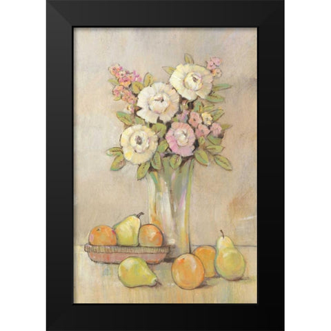Still Life Study Flowers and Fruit I Black Modern Wood Framed Art Print by OToole, Tim