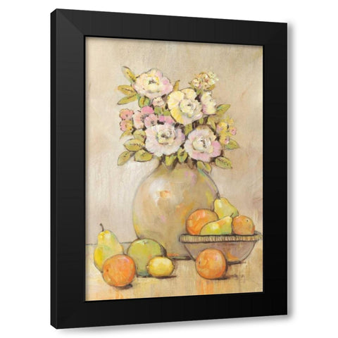 Still Life Study Flowers and Fruit II Black Modern Wood Framed Art Print by OToole, Tim
