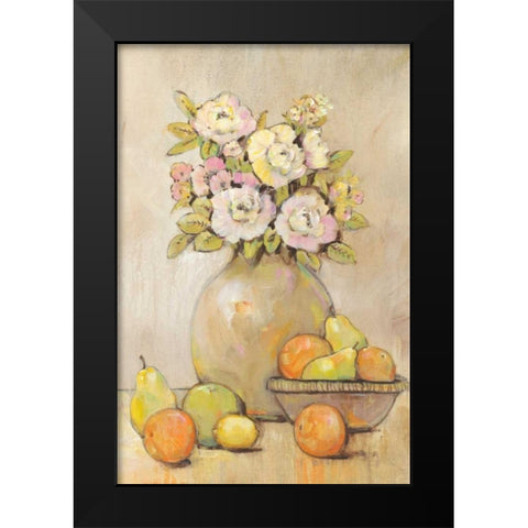 Still Life Study Flowers and Fruit II Black Modern Wood Framed Art Print by OToole, Tim