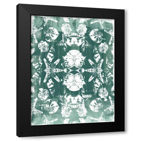 Sea Green Kaleidoscope II Black Modern Wood Framed Art Print with Double Matting by Vess, June Erica