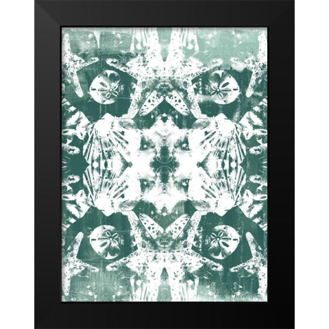 Sea Green Kaleidoscope III Black Modern Wood Framed Art Print by Vess, June Erica