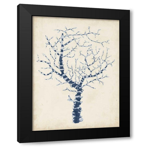 Indigo Coral II Black Modern Wood Framed Art Print with Double Matting by Vision Studio