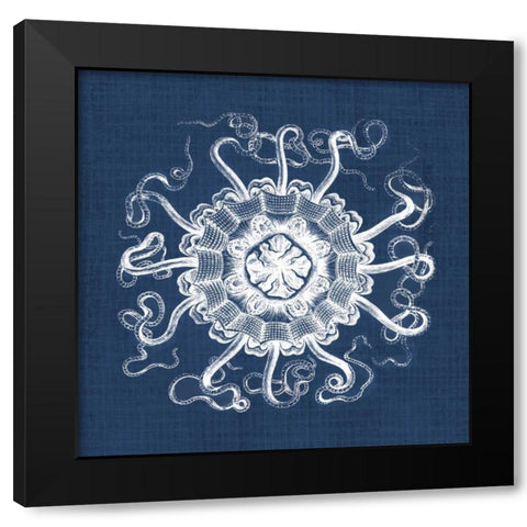 Sea Anemone on Indigo I Black Modern Wood Framed Art Print by Vision Studio