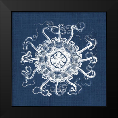 Sea Anemone on Indigo I Black Modern Wood Framed Art Print by Vision Studio