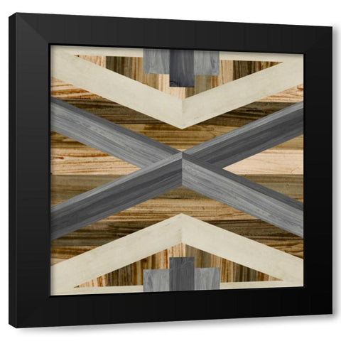 Geometric Inlay III Black Modern Wood Framed Art Print with Double Matting by Vess, June Erica