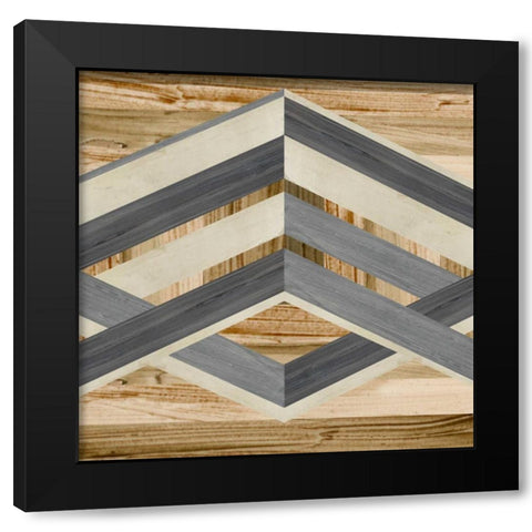 Geometric Inlay IV Black Modern Wood Framed Art Print with Double Matting by Vess, June Erica