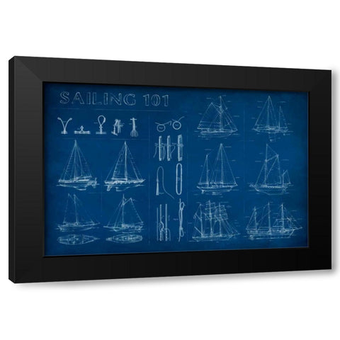 Sailing Infograph Black Modern Wood Framed Art Print with Double Matting by Harper, Ethan