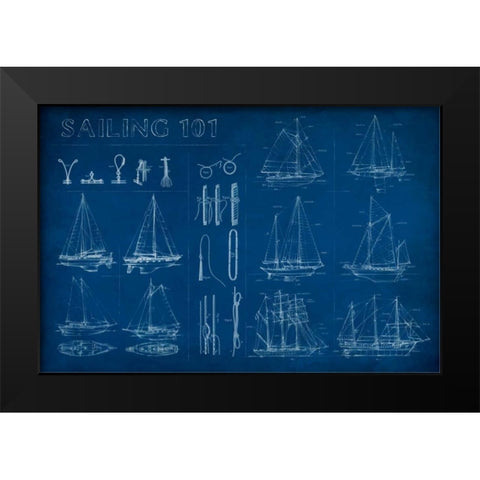Sailing Infograph Black Modern Wood Framed Art Print by Harper, Ethan