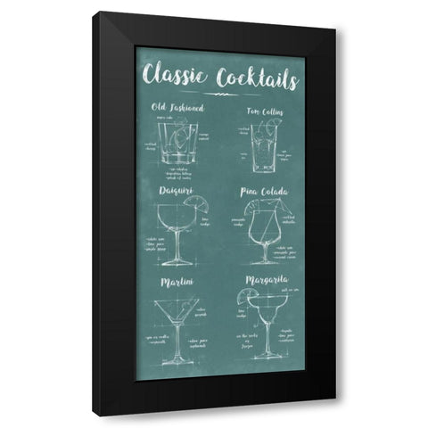 Mixology Infograph Black Modern Wood Framed Art Print by Harper, Ethan
