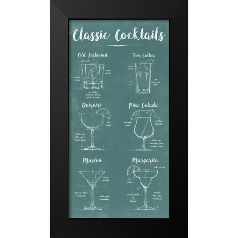 Mixology Infograph Black Modern Wood Framed Art Print by Harper, Ethan