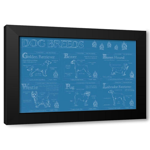 Dog Breeds Infograph Black Modern Wood Framed Art Print with Double Matting by Harper, Ethan