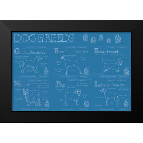 Dog Breeds Infograph Black Modern Wood Framed Art Print by Harper, Ethan