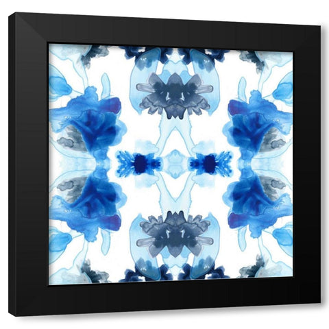 Blue Kaleidoscope II Black Modern Wood Framed Art Print with Double Matting by Vess, June Erica