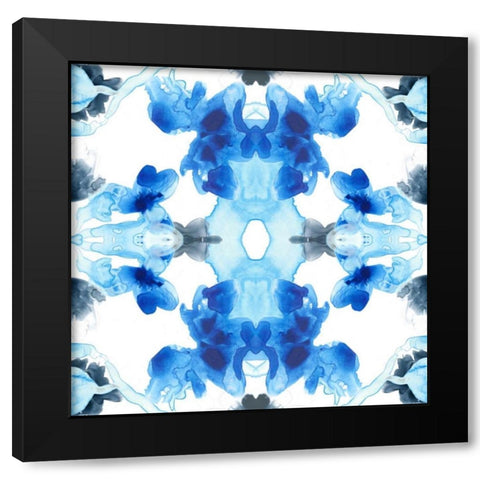 Blue Kaleidoscope III Black Modern Wood Framed Art Print with Double Matting by Vess, June Erica