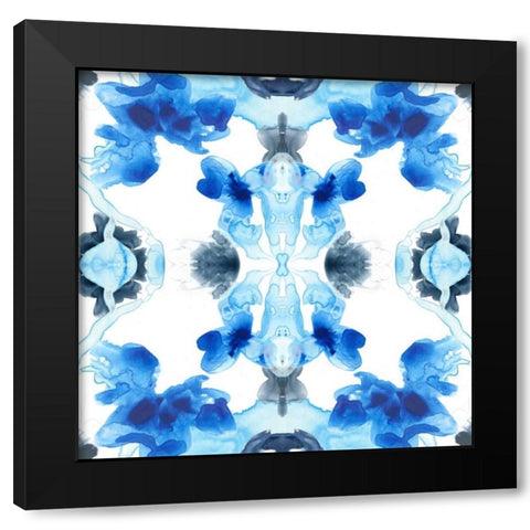Blue Kaleidoscope IV Black Modern Wood Framed Art Print with Double Matting by Vess, June Erica