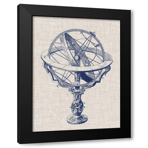 Armillary Sphere on Linen II Black Modern Wood Framed Art Print with Double Matting by Vision Studio