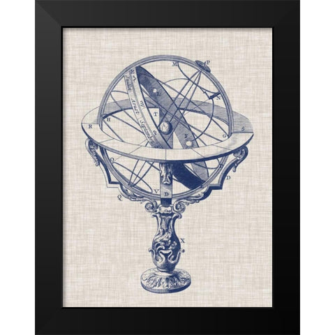 Armillary Sphere on Linen II Black Modern Wood Framed Art Print by Vision Studio