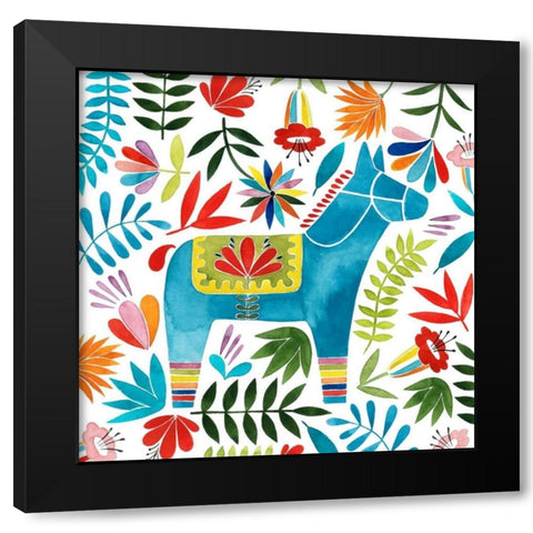 Festive Otomi I Black Modern Wood Framed Art Print with Double Matting by Popp, Grace
