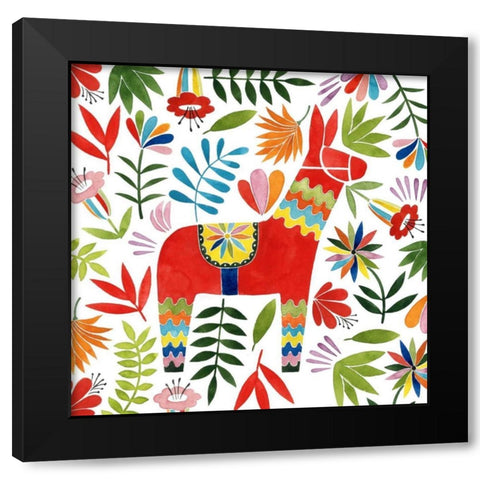 Festive Otomi II Black Modern Wood Framed Art Print with Double Matting by Popp, Grace