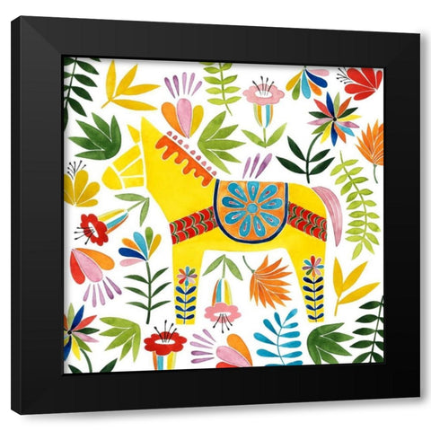 Festive Otomi III Black Modern Wood Framed Art Print by Popp, Grace