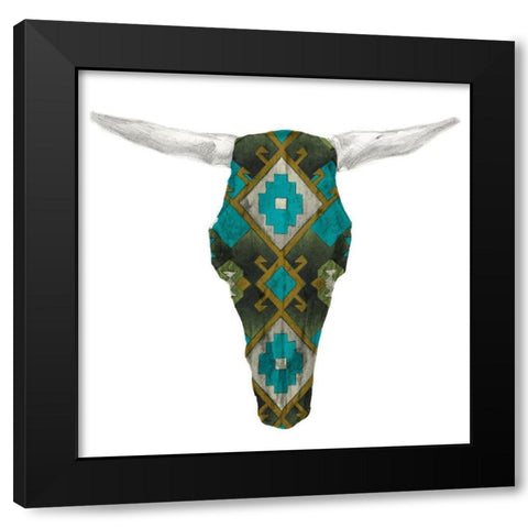 Day of the Dead Skull Mount II Black Modern Wood Framed Art Print with Double Matting by Studio W