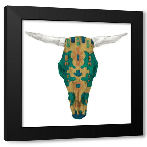 Day of the Dead Skull Mount VI Black Modern Wood Framed Art Print with Double Matting by Studio W