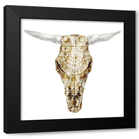 Day of the Dead Skull Mount VIII Black Modern Wood Framed Art Print with Double Matting by Studio W