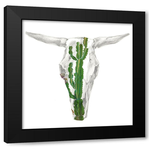 Day of the Dead Skull Mount IX Black Modern Wood Framed Art Print with Double Matting by Studio W