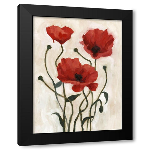 Poppy Bouquet I Black Modern Wood Framed Art Print with Double Matting by Scarvey, Emma